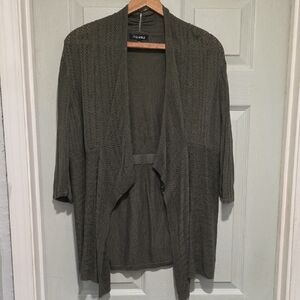 Roz & Ali UEC Green Beautiful Knit Cardigan Sweater with Open Front